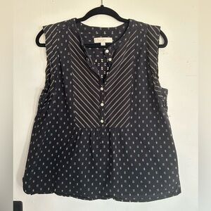 LOFT Black and White Sleeveless Blouse